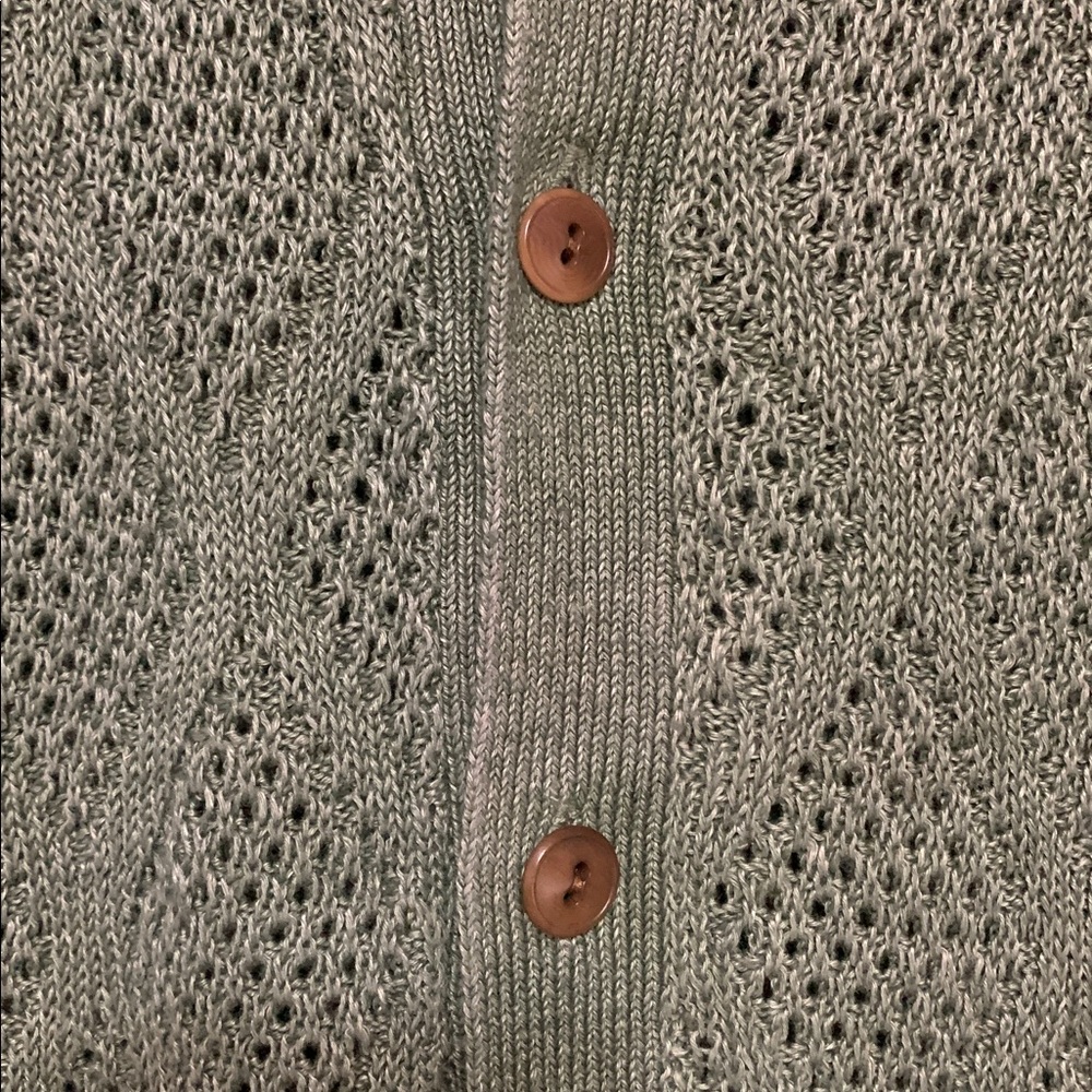 J. Crew Men’s Green Short-Sleeve Linen Diamond-Stitch Large Sweater Polo - Picture 4 of 12